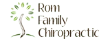 Rom Family Chiropractic scrolling row logo.
